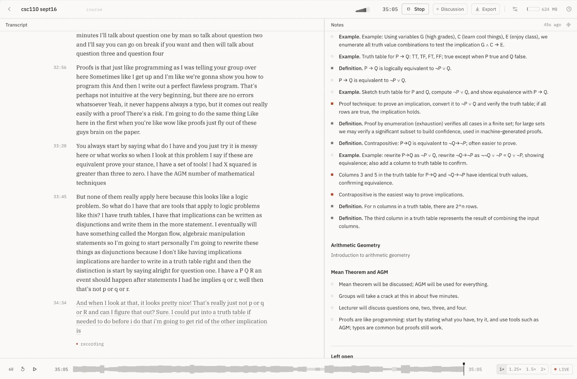 An early version of kewind with notes on implication and contrapositives, and a mistaken section titled Arithmetic Geometry.